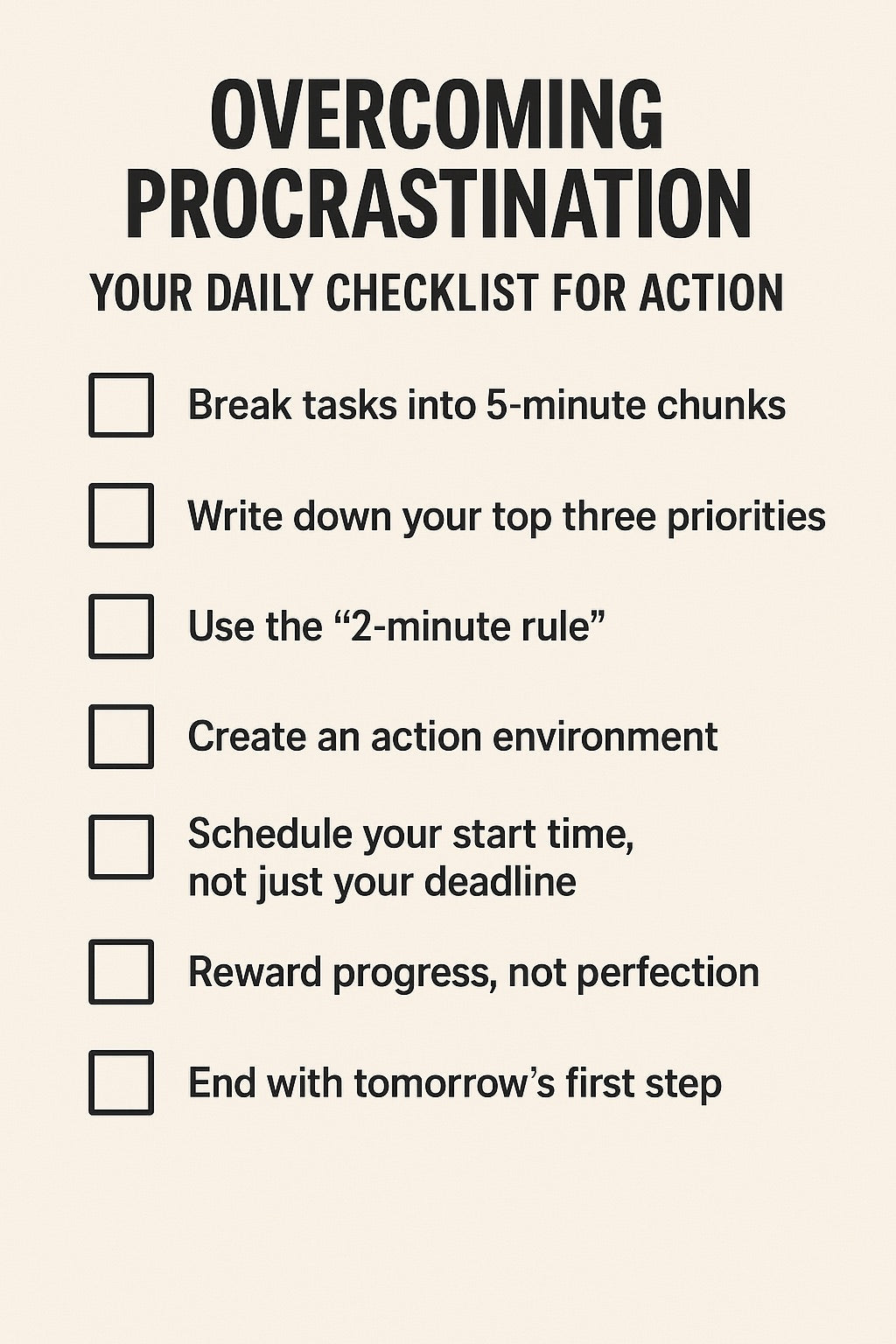 Overcoming Procrastination: Your Daily Checklist for Action